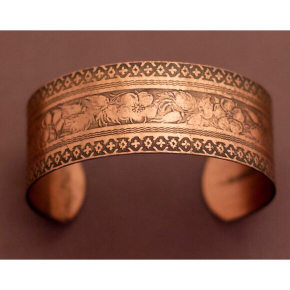 Vintage Copper Art Nouveau Royal Stylish Cuff Bracelet - U7 - Picture 2 of 4